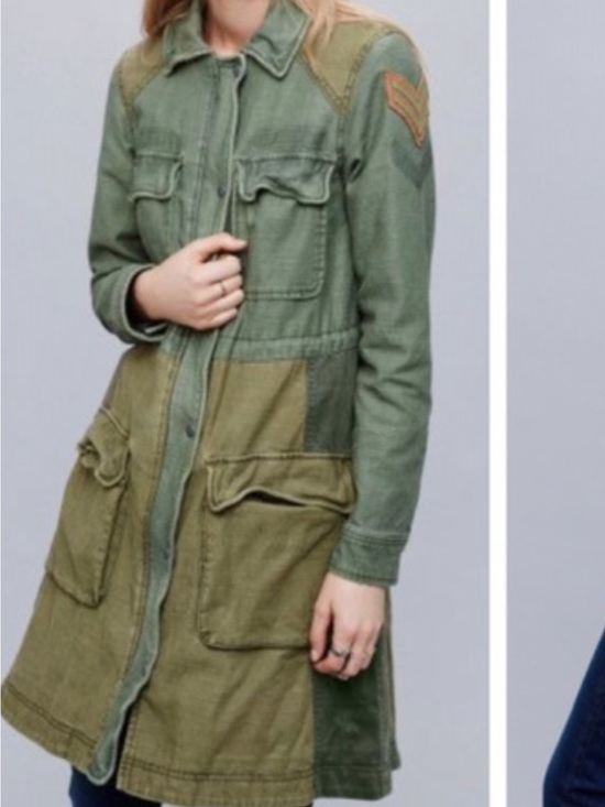 Free People Jackets & Blazers - NWT Free People Olive Green Military-Style Women's Coat with plaid lining